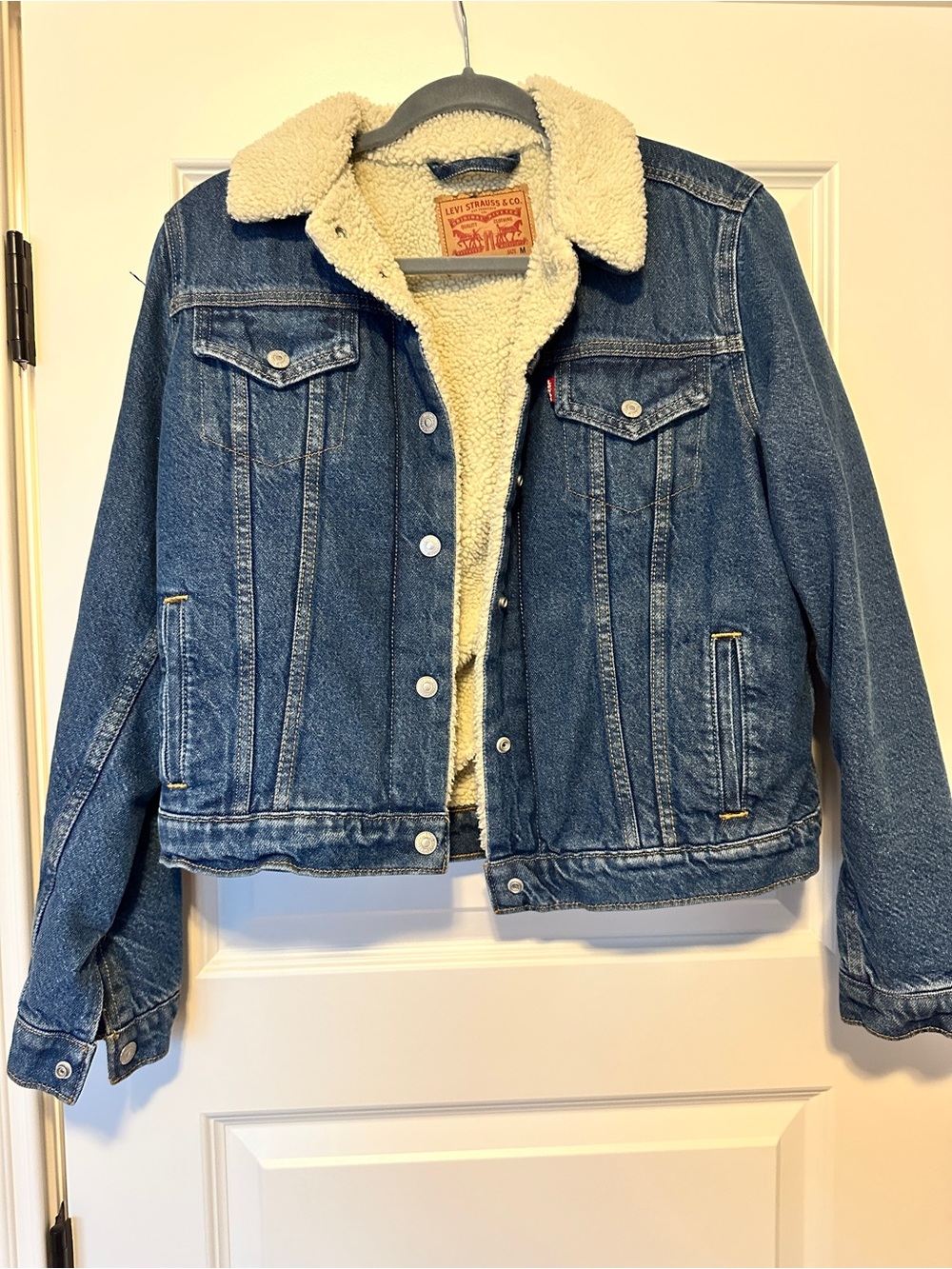 Levi's Blue Denim Jacket with Cream Sherpa Lining